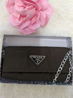 Prada Authentic Olive Key Card Holder Chain Strap Converted Belt Bag Edgy Cute